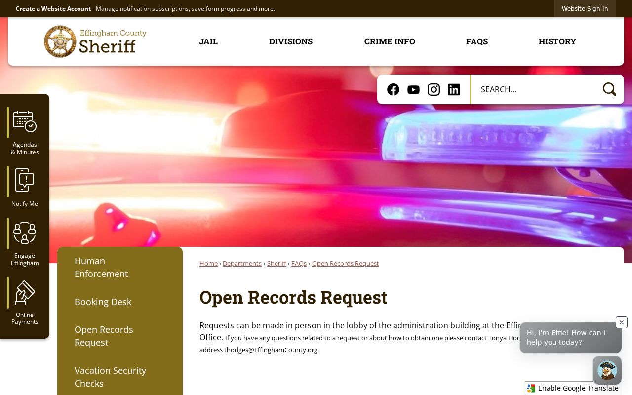 Effingham Sheriff open records request instructions