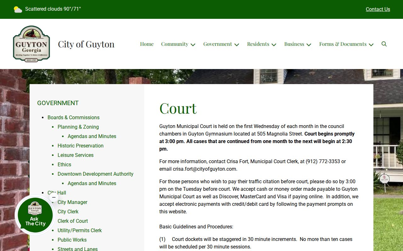 Effingham County arrest warrant city court schedule