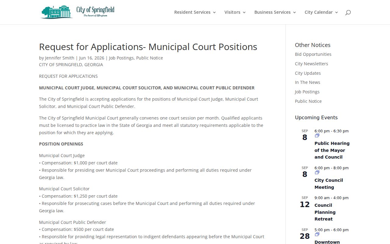Springfield municipal court administrative notice and monthly session statement