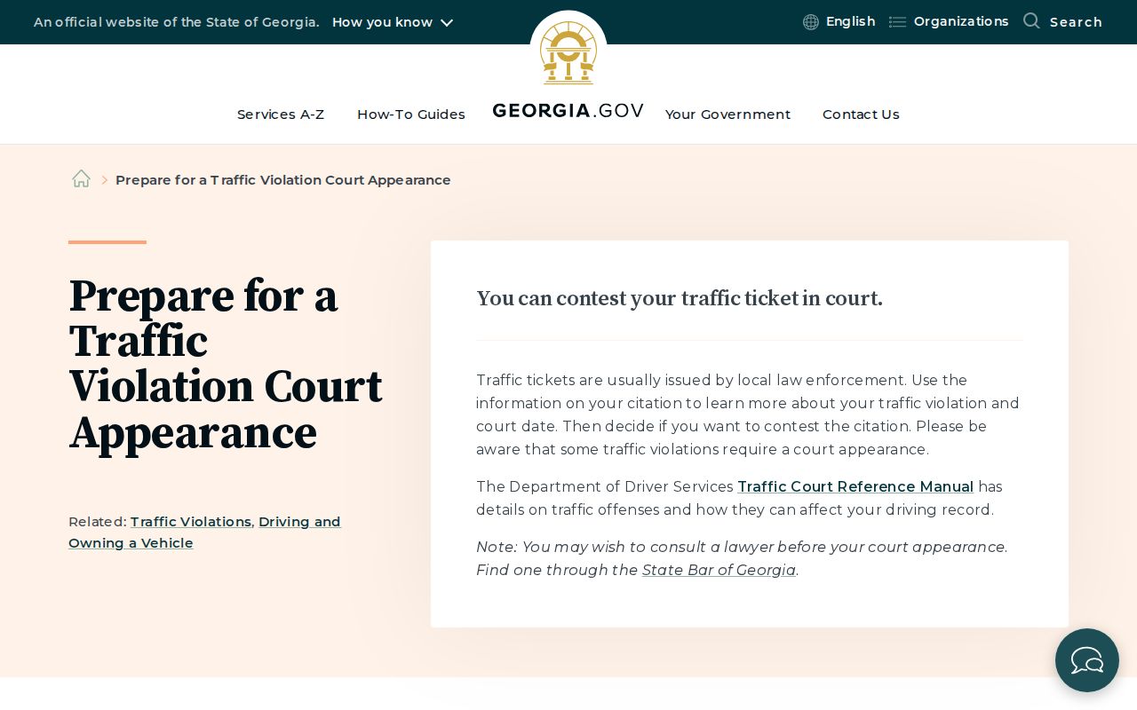Georgia failure to appear and DDS guidance